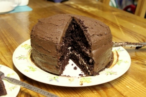 Triple layer chocolate cakes *always* look good.